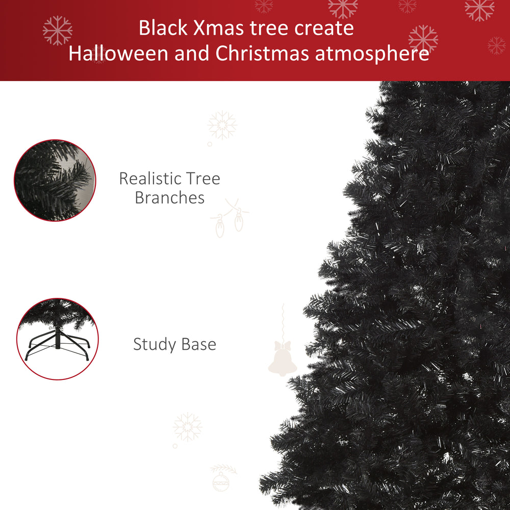 English Elm Homcom 7Ft Black Douglas Fir Artificial Christmas Tree – Realistic Tips, Gothic Charm For Holidays W2225P229343