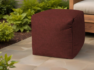 Homeroots 17" Red Polyester Cube Indoor Outdoor Pouf Ottoman Burnt Red  474941