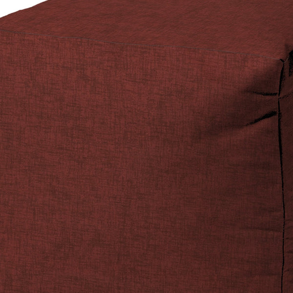 Homeroots 17" Red Polyester Cube Indoor Outdoor Pouf Ottoman Burnt Red  474942