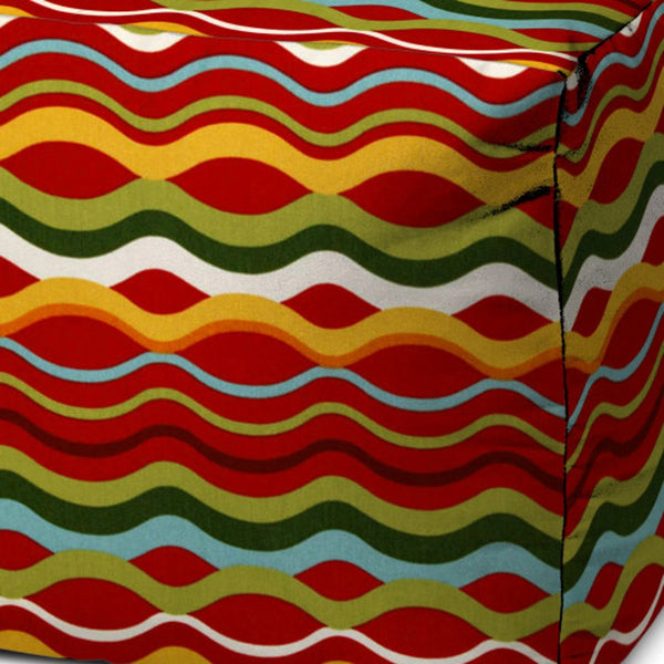 Homeroots 17" Red Polyester Cube Indoor Outdoor Pouf Ottoman   474951