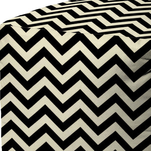 Homeroots 17" Black And White Polyester Cube Chevron Indoor Outdoor Pouf Ottoman Black  474959