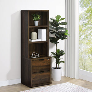 English Elm Geary Dark Pine Bookcase with Lockable Top Drawer and 3 Display Shelves — Secure, Stylish Storage B062P375565