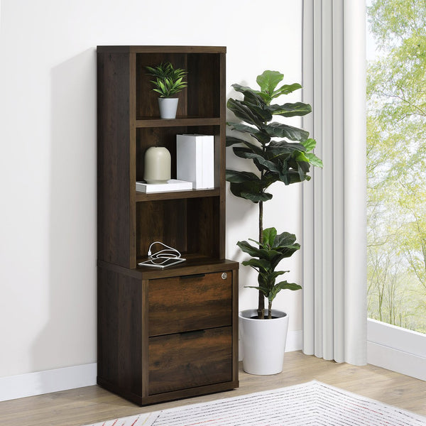 English Elm Geary Dark Pine Bookcase with Lockable Top Drawer and 3 Display Shelves — Secure, Stylish Storage B062P375565