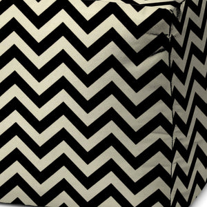 Homeroots 17" Black And White Polyester Cube Chevron Indoor Outdoor Pouf Ottoman Black  474960