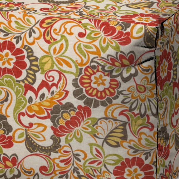 Homeroots 17" Gray Polyester Cube Floral Indoor Outdoor Pouf Ottoman   474962