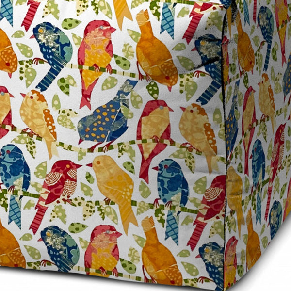 Homeroots 17" Orange And White Polyester Cube Indoor Outdoor Pouf Ottoman   474964