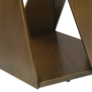 English Elm 53" Round Marble Dining Table with Sintered Stone Top and Iron Pedestal Base, Seating for 6, 400 lb Capacity Bronze,White W1535S00568