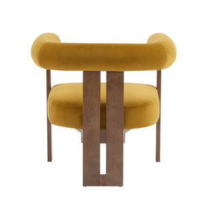 English Elm Christopher Knight Home® - Modern Upholstered Round Arm Accent Chair with Velvet Finish, Elegant Curved Back and Three Legs Design Mustard yellow 30.5 L x 29 W x 14.5 H N776P216194T