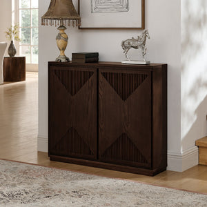 English Elm Mid Century Modern V-Shape Storage Cabinet - Stylish Buffet With Versatile Use For Home & Office Spaces W1801P362146