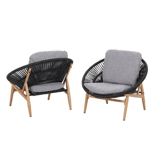 English Elm Christopher Knight Home® - Cyril Outdoor Papasan Lounge Chair Set Of 2 - Dark Grey Wicker & Soft Cushions For Ultimate Comfort N775P290578G-S2