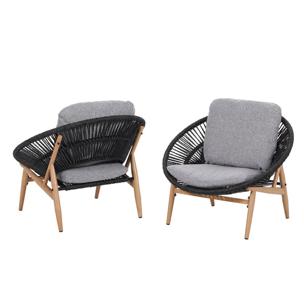 English Elm Christopher Knight Home® - Cyril Outdoor Papasan Lounge Chair Set Of 2 - Dark Grey Wicker & Soft Cushions For Ultimate Comfort N775P290578G-S2