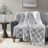 Serta Printed Plush Casual Heated Throw ST54-0145 Grey