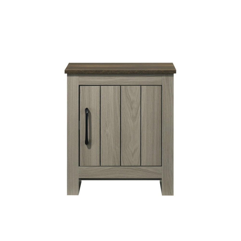 English Elm 16"w Two-tone Gray Oak End Table with Cabinet Door for Living Room or Bedroom B016P416056