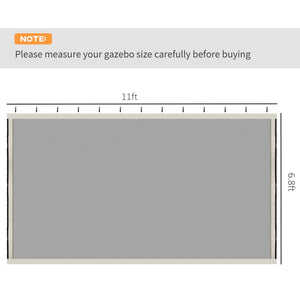 English Elm Outsunny Gazebo Mesh Sidewall Netting Four Zip Panels Bug Screen Patio Canopy W2225P200840