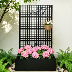 English Elm Metal Raised Garden Bed with Integrated Trellis for Patio Privacy and Climbing Plants W1586P455883