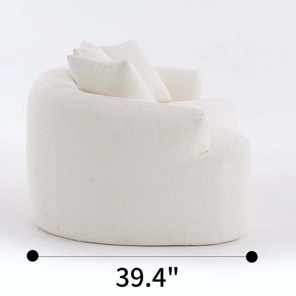 English Elm LY-025S Curved Loveseat Compact 65" Space-Saving Chenille Upholstery, 30D Foam+Spring Comfort White W2231P261287