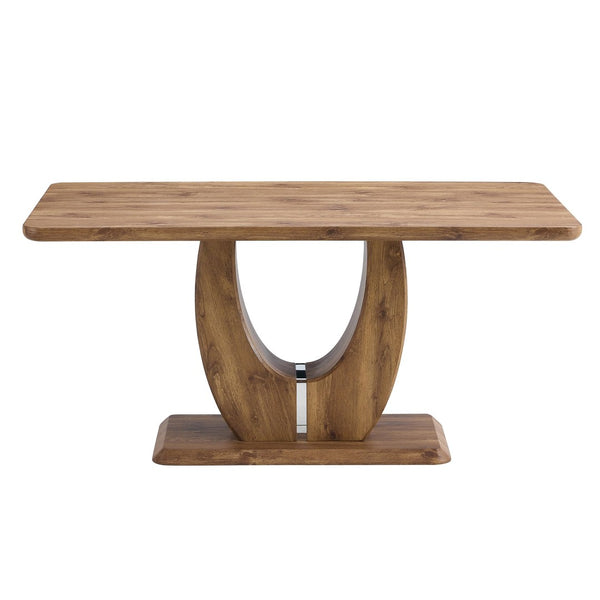 English Elm Modern Wood Grain Mdf Dining Table with Steel Accent Legs for Kitchen or Office W1512S00193
