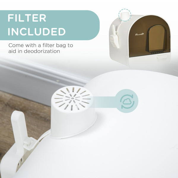 English Elm Pawhut Covered Cat Litter Box With Lid, Odor Control, Easy Clean Design For Indoor Cats & Kittens W2225P200610-GIGA