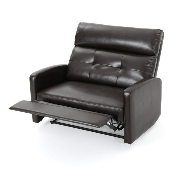 English Elm Christopher Knight Home® - Reclining Loveseat with Push-Back Recline, Plush Tufted Fabric Sofa, Compact Wall-Hugger Design Brown 61372.00PU