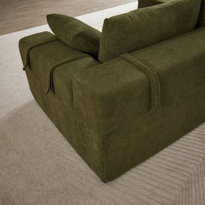 English Elm Modern Chenille Sectional Sofa Set, 108" L Shaped Couch With 6 Pillows For Cozy Living Room Spaces W834P240005