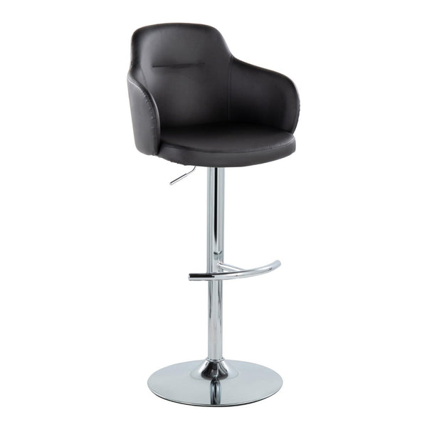 English Elm Contemporary Swivel Barstools Set of 2 Adjustable Chrome Base Faux Leather Bucket Seats B202S00747