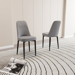 English Elm A Set Of 2 Modern Grey Dining Chairs With Pu Leather, Thick Cushions & Sturdy Black Metal Legs W2189140246