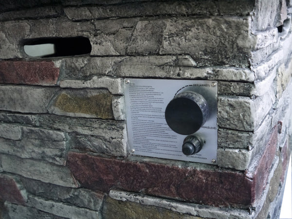 Homeroots Outdoor Brown Wood And Brick Square Gas Fire Pit With Lava Rocks   475086