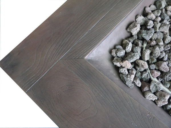 Homeroots Outdoor Brown Wood And Brick Square Gas Fire Pit With Lava Rocks   475086