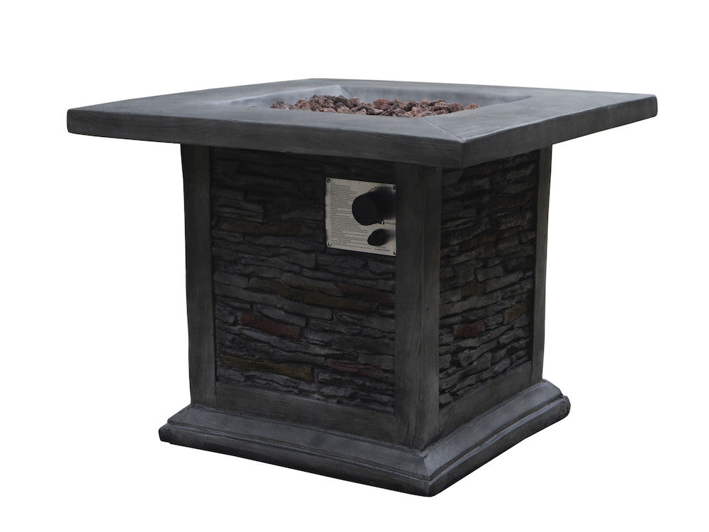 Homeroots Outdoor Grey Stone Fire Pit With Lava Rocks   475087