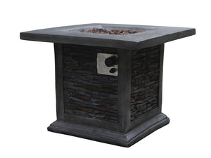 Homeroots Outdoor Grey Stone Fire Pit With Lava Rocks   475087