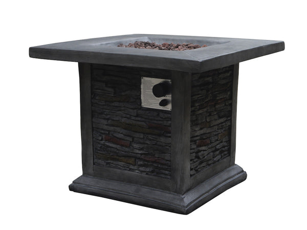 Homeroots Outdoor Grey Stone Fire Pit With Lava Rocks   475087