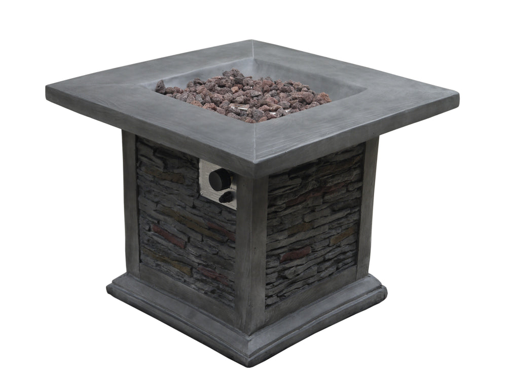 Homeroots Outdoor Grey Stone Fire Pit With Lava Rocks   475087