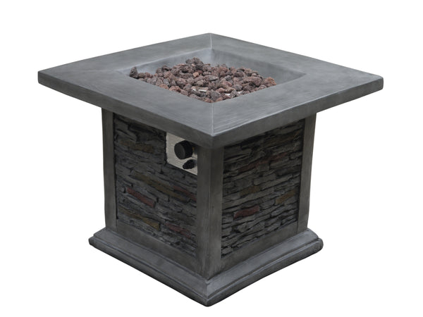 Homeroots Outdoor Grey Stone Fire Pit With Lava Rocks   475087