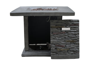 Homeroots Outdoor Grey Stone Fire Pit With Lava Rocks   475087