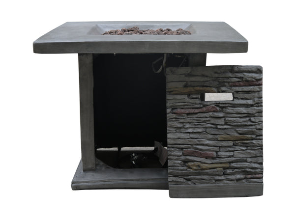 Homeroots Outdoor Grey Stone Fire Pit With Lava Rocks   475087