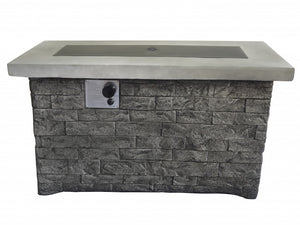 Homeroots Rectangular Grey Brick Gas Fire Pit With Lava Rocks   475089
