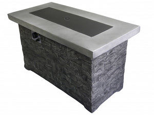 Homeroots Rectangular Grey Brick Gas Fire Pit With Lava Rocks   475089