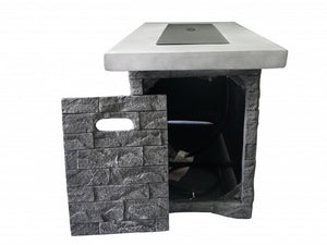 Homeroots Rectangular Grey Brick Gas Fire Pit With Lava Rocks   475089