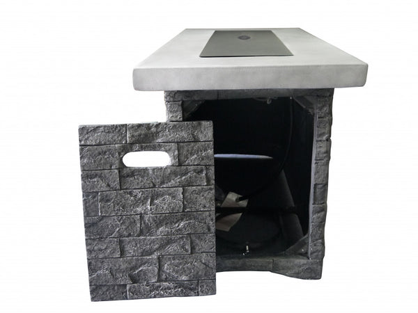 Homeroots Rectangular Grey Brick Gas Fire Pit With Lava Rocks   475089