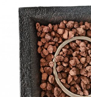 Homeroots Brown Stone Stacked Outdoor Gas Fire Pit With Lava Rocks   475091