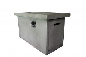 Homeroots Rectangular Grey Cement Gas Fire Pit With Lava Rocks   475093