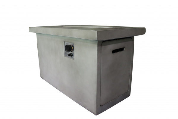 Homeroots Rectangular Grey Cement Gas Fire Pit With Lava Rocks   475093