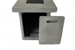 Homeroots Rectangular Grey Cement Gas Fire Pit With Lava Rocks   475093