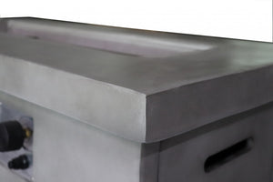 Homeroots Rectangular Grey Cement Gas Fire Pit With Lava Rocks   475093