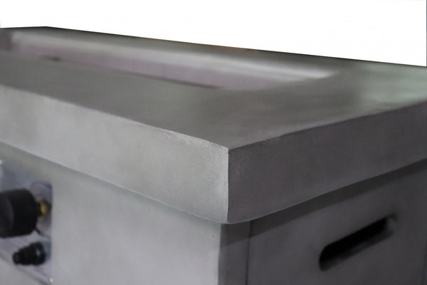 Homeroots Rectangular Grey Cement Gas Fire Pit With Lava Rocks   475093