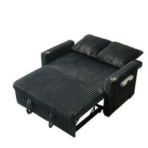 English Elm 53-inch Corduroy Recliner Sofa Bed with Usb Port Five Position Backrest Adjustment W2564P335437