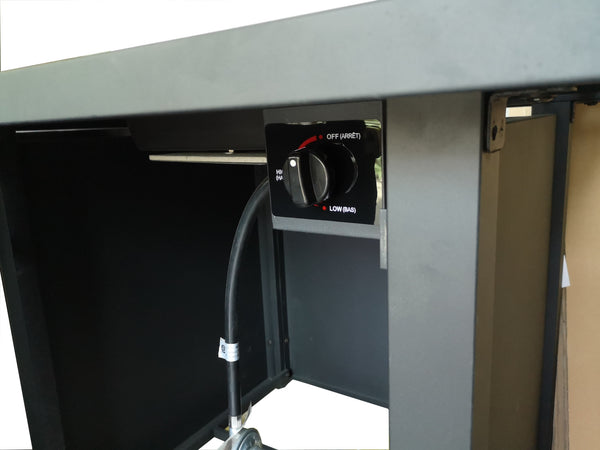 Homeroots Black Top Slatted Metal Square Fire Pit With Glass Rocks   475102