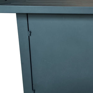 Homeroots Black Top Slatted Metal Square Fire Pit With Glass Rocks   475102