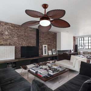 Homeroots Brown Tropical Palm Metal Ceiling Lamp And Fan  Metal 475199