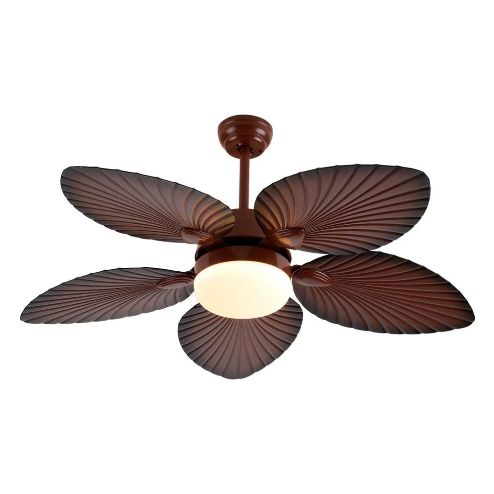Homeroots Brown Tropical Palm Metal Ceiling Lamp And Fan  Metal 475199
